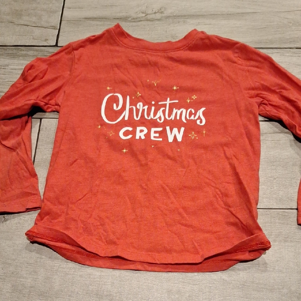 🍁Cat & Jack Red Long Sleeve Tee Christmas Crew🍬
